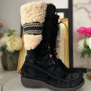 Ugg shoreline Mujer black suede lace up boots